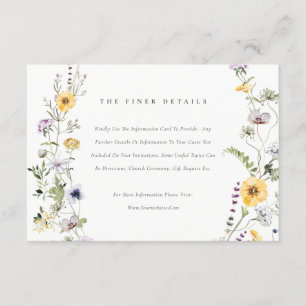 Carte D'accompagnement Mariage de couronne Fleur sauvage jaune Lilac Déta