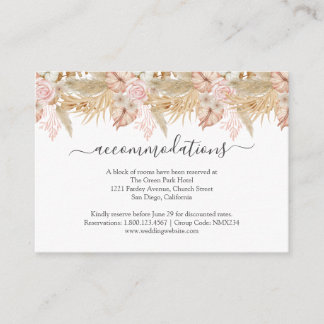 Carte D'accompagnement Mariage de décoration à fleurs de palmiers et de p