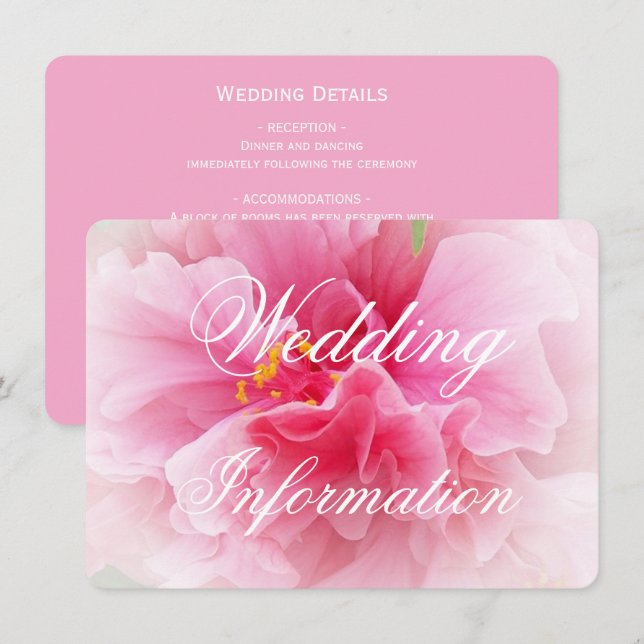Carte D'accompagnement Mariage de design floral rose (Devant / Derrière)