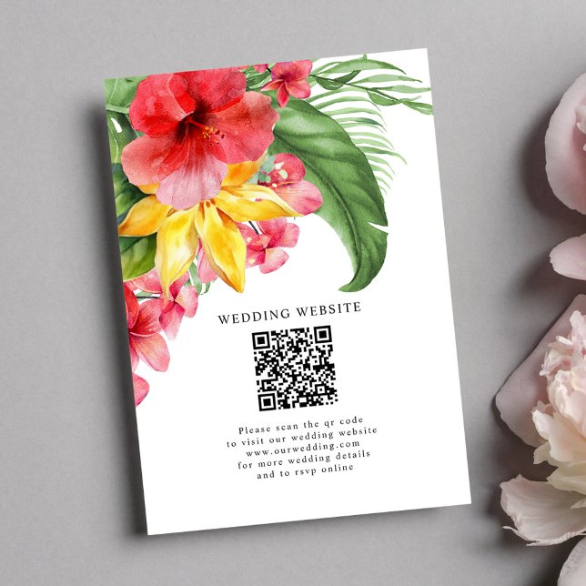 Carte D'accompagnement Mariage de destination exotique florale tropicale (Exotic Floral Tropical Destination Wedding Enclosure Card)