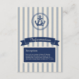Carte D'accompagnement Mariage de destination maritime à rayures d'ancre 
