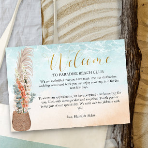 Carte D'accompagnement Mariage de destination sur la plage Océan Bienvenu