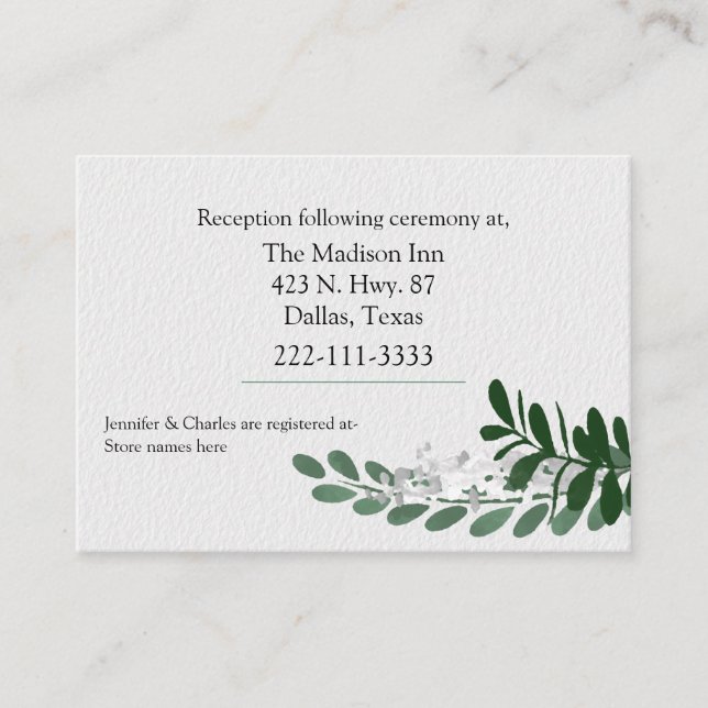 Carte D'accompagnement Mariage de feuillage vert toute la saison (Devant)