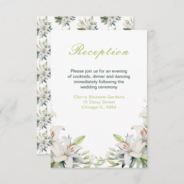 Carte D'accompagnement Mariage de fleurs blanches (Devant / Derrière)