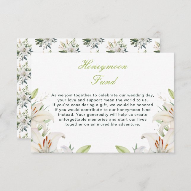 Carte D'accompagnement Mariage de fleurs blanches (Devant / Derrière)
