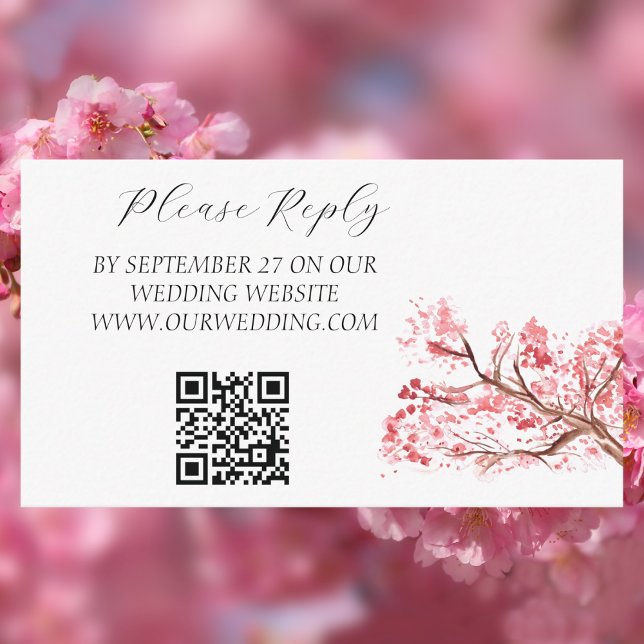 Carte D'accompagnement Mariage de fleurs de cerisier rose (Créateur téléchargé)