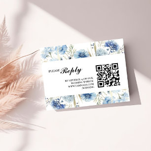 Carte D'accompagnement Mariage de fleurs de printemps bleu Dusty