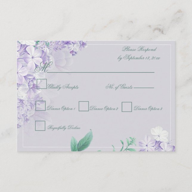 Carte D'accompagnement Mariage de fleurs de printemps pourpre poussiéreus (Dos)