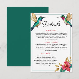 Carte D'accompagnement Mariage de fleurs tropicales rouges des colibris v