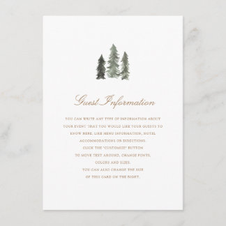 Carte D'accompagnement Mariage de forêt de pins Insérer