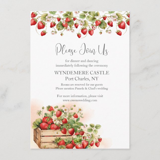 Carte D'accompagnement Mariage de fraises d'aquarelle (Devant)