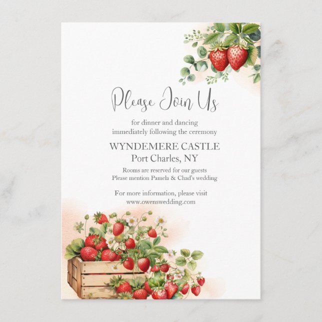 Carte D'accompagnement Mariage de fraises d'aquarelle (Devant)