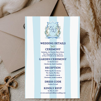 Carte D'accompagnement Mariage de jardin de campagne français à rayure bl