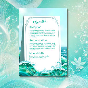 Carte D'accompagnement mariage de la vague côtière abstraite turquoise
