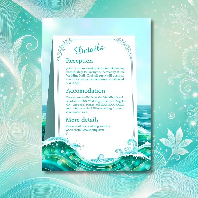 Carte D'accompagnement mariage de la vague côtière abstraite turquoise (Créateur téléchargé)