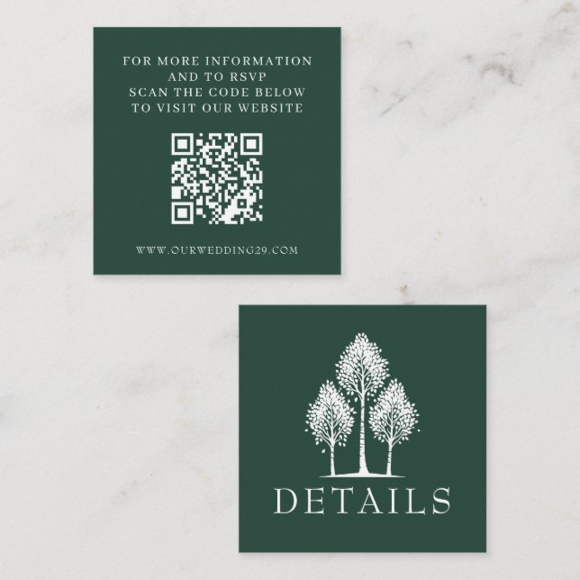 Carte D'accompagnement Mariage de l'arbre vert QR (Devant / Derrière)