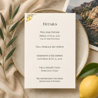 Carte D'accompagnement Mariage de Luxe sur la Côte Méditerranéenne Italie