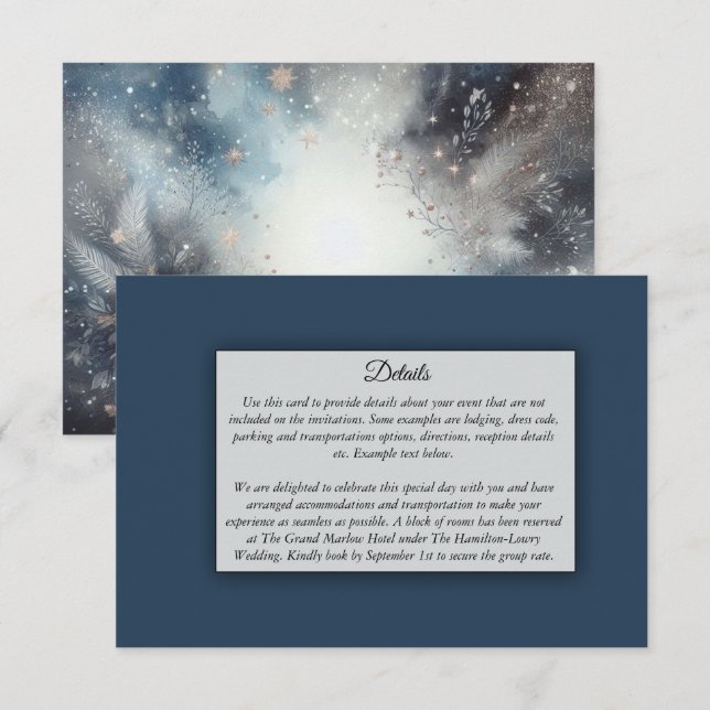 Carte D'accompagnement Mariage de minuit d'hiver céleste (Devant / Derrière)