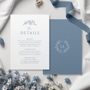 Carte D'accompagnement Mariage de monogramme bleu foncé