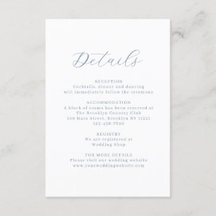 Carte D'accompagnement Mariage de monogramme classique bleu Dusty Floral