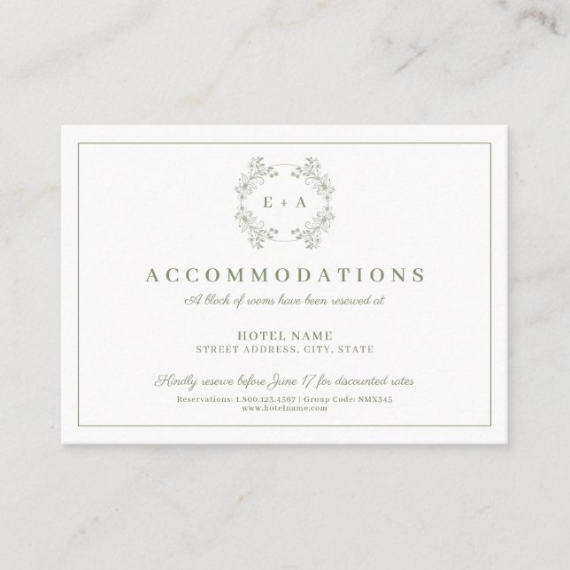 Carte D'accompagnement Mariage de monogramme Vintage officiel (Devant)