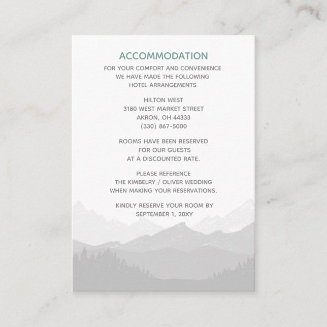 Carte D'accompagnement Mariage de montagne classique et simple (Devant)