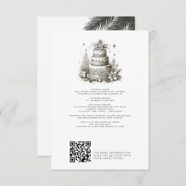 Carte D'accompagnement Mariage de Noël avec détails et QR (Devant / Derrière)