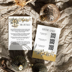Carte D'accompagnement Mariage de Noël Golden Holly Bells Détails