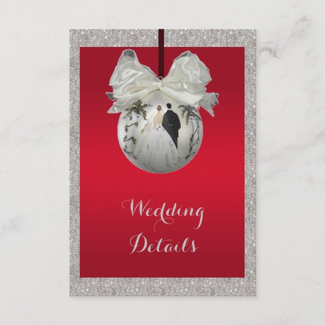 Carte D'accompagnement Mariage de Noël Ruby Rouge Élégant et Bauble Brill (Devant)