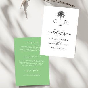 Carte D'accompagnement Mariage de palmiers verts à chaux tropicales