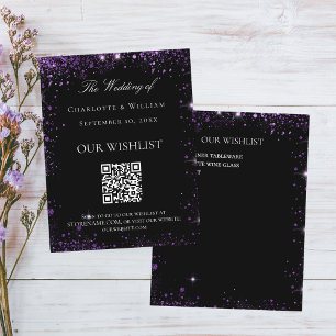 Carte D'accompagnement Mariage de parties scintillant violet noir liste d