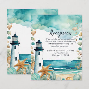 Carte D'accompagnement Mariage de phare nautique