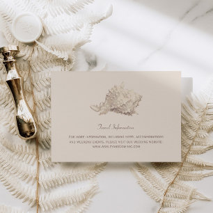 Carte D'accompagnement Mariage de plage coquillage beige neutre