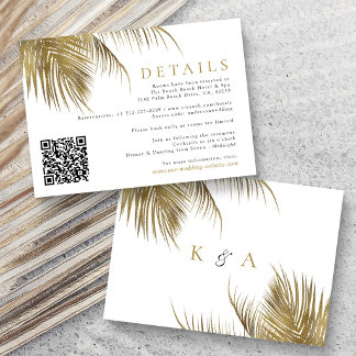 Carte D'accompagnement Mariage de plage élégant sous les palmiers tropica
