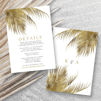 Carte D'accompagnement Mariage de plage élégant sous les palmiers tropica