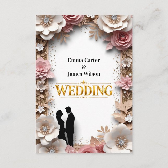 Carte D'accompagnement 🌺Mariage de printemps avec des fleurs de pêche 💐 (Devant)