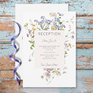 Carte D'accompagnement Mariage de réception blanc Boho Fleur sauvage