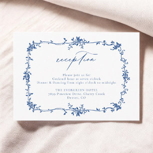 Carte D'accompagnement Mariage de réception bleu de la marine victorienne