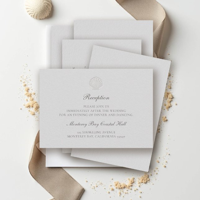 Carte D'accompagnement Mariage de réception classique Coastal Nautique (nautical wedding reception details coastal modern classic formal traditional elegant shell ivory)