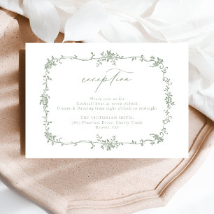 Carte D'accompagnement Mariage de réception de la sauge florale victorien