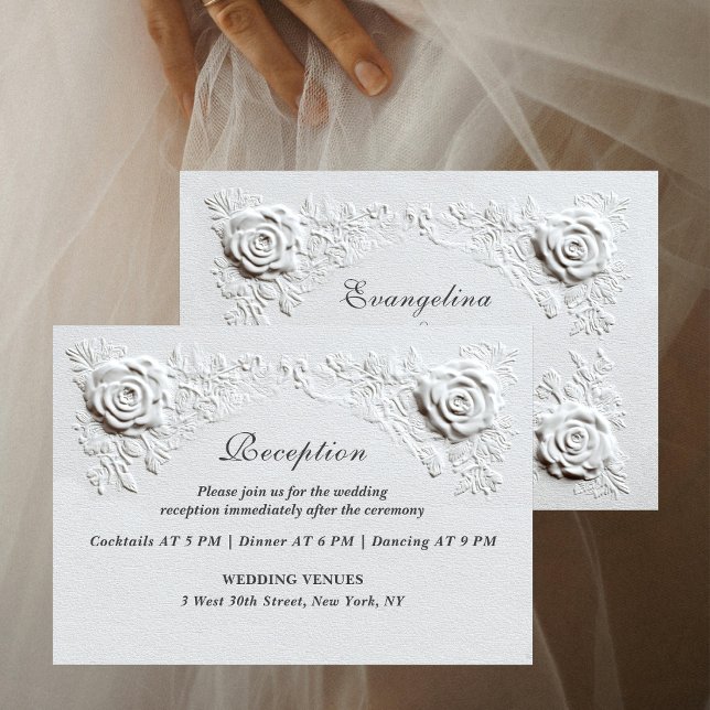 Carte D'accompagnement Mariage de réception de script Rose encadré Faux (Créateur téléchargé)