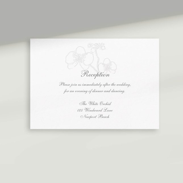 Carte D'accompagnement Mariage de réception Faux Embossé Orchid Calligrap (formal wedding reception card rsvp reply faux embossed orchid modern classic traditional calligraphy)