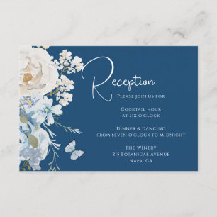 Carte D'accompagnement Mariage de réception romantique Dusty Blue Floral