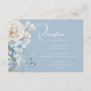 Carte D'accompagnement Mariage de réception romantique Dusty Blue Floral