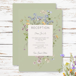 Carte D'accompagnement Mariage de réception vert Fleur sauvage Boho Delic