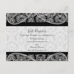 Carte D'accompagnement Mariage de registre cadeau de monogramme noir Dama
