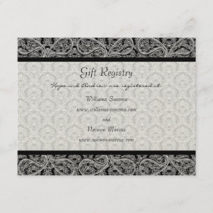 Carte D'accompagnement Mariage de registre cadeau de monogramme noir Dama