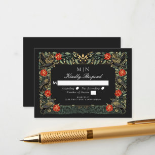 Carte D'accompagnement Mariage de roses de raven gothique enchanté en arg