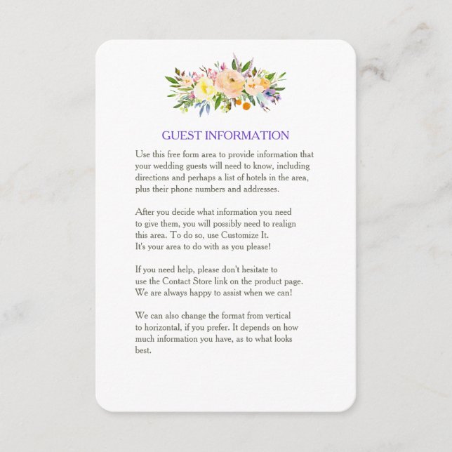 Carte D'accompagnement Mariage de saule et de fleurs Insertion (Devant)