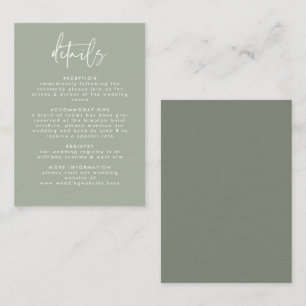 Carte D'accompagnement Mariage de script manuscrit minimal vert Sage